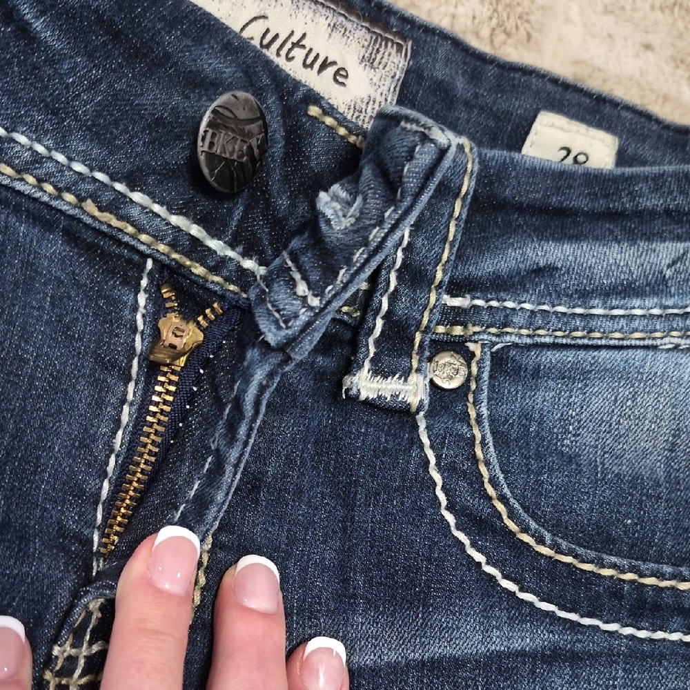 Buckle (BKE) Women's Dark Wash Denim Cutoff Shorts - Blue - Picture 7 of 7